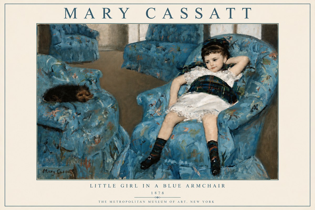 Mary Cassatt Little Girl in a Blue Armchair No6 - Poszter