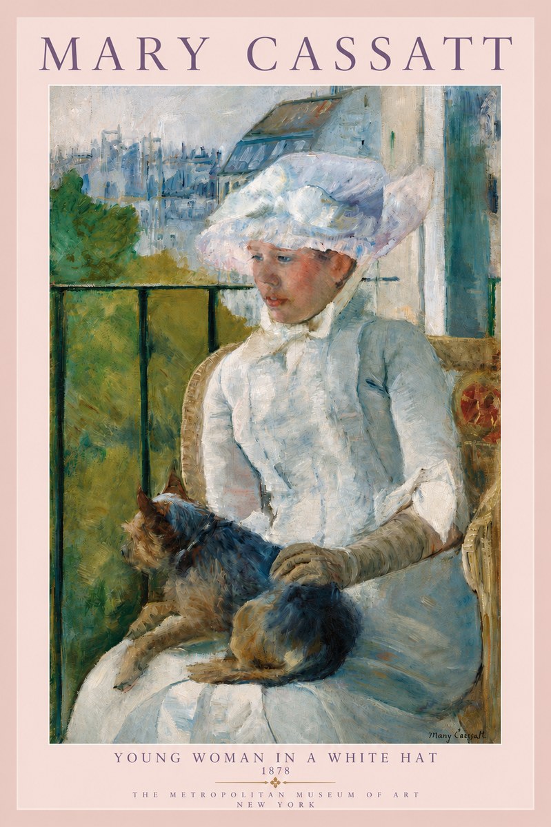 Mary Cassatt Young Woman in a White Hat No3 - Poszter