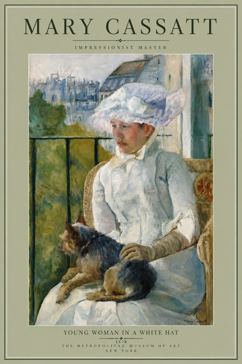 Mary Cassatt Young Woman in a White Hat No6 - Poszter