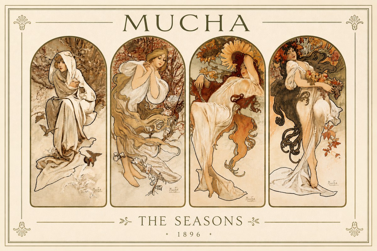 Mucha The Seasons No5 - Poszter