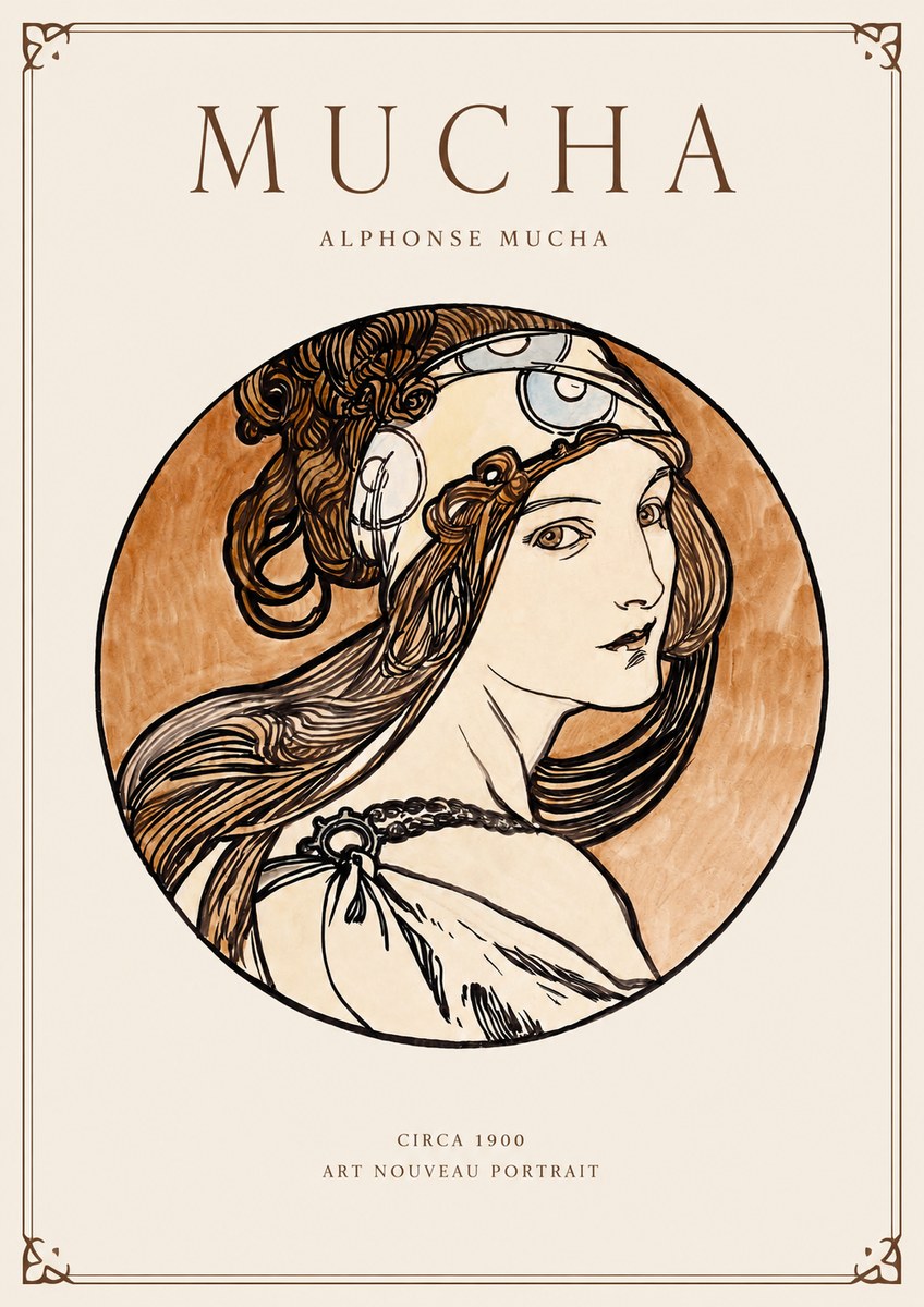 Mucha Art Nouveau Portrait I No1 - Poszter