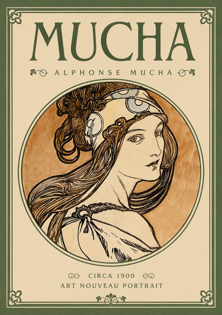 Mucha Art Nouveau Portrait I No2 - Poszter