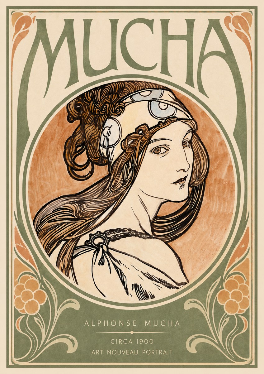 Mucha Art Nouveau Portrait I No3 - Poszter