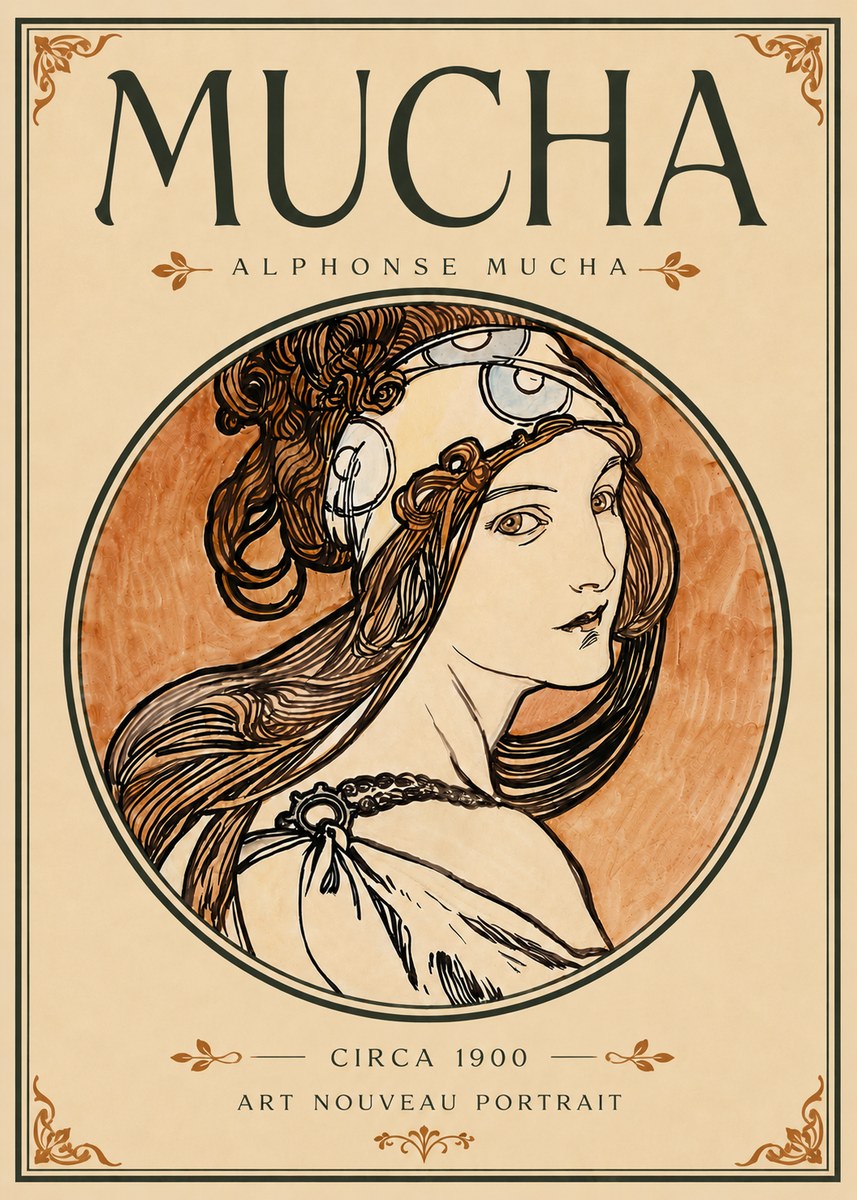 Mucha Art Nouveau Portrait I No6 - Poszter
