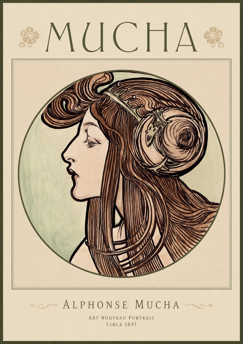 Mucha Art Nouveau Portrait II No1 - Poszter