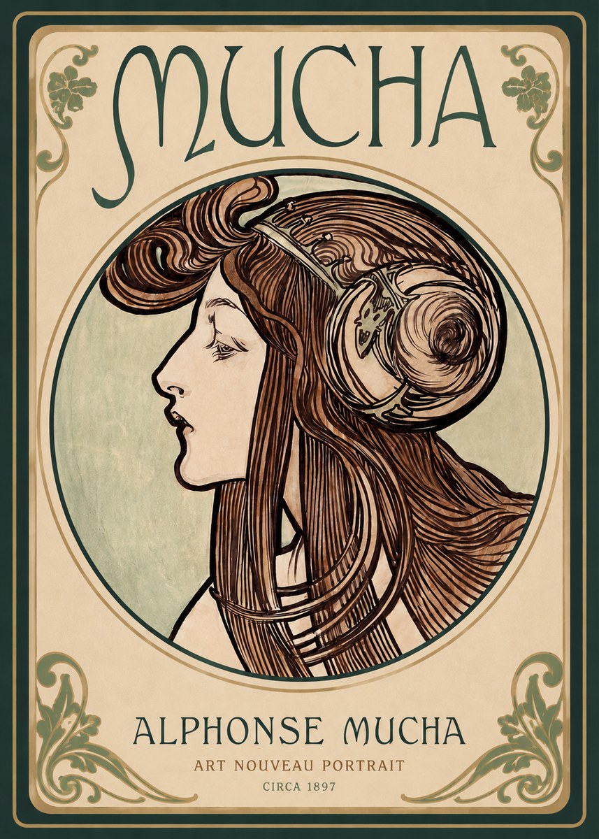 Mucha Art Nouveau Portrait II No2 - Poszter