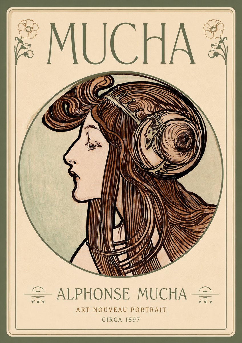 Mucha Art Nouveau Portrait II No4 - Poszter