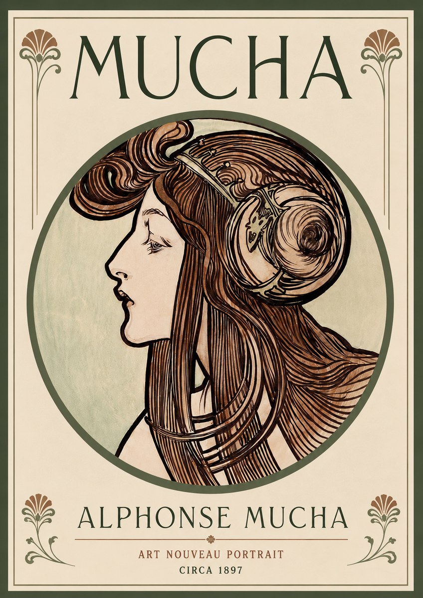Mucha Art Nouveau Portrait II No5 - Poszter