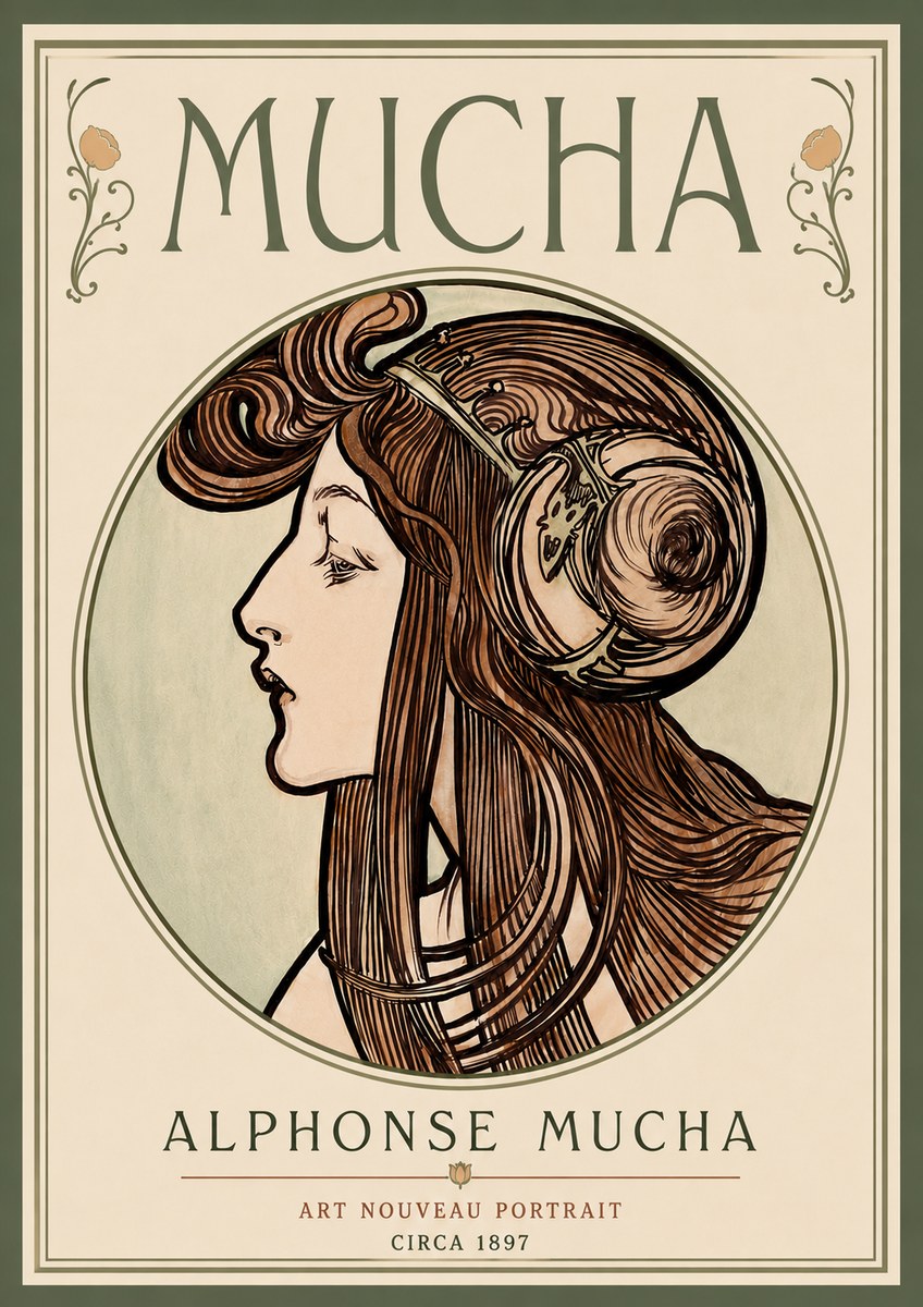 Mucha Art Nouveau Portrait II No6 - Poszter