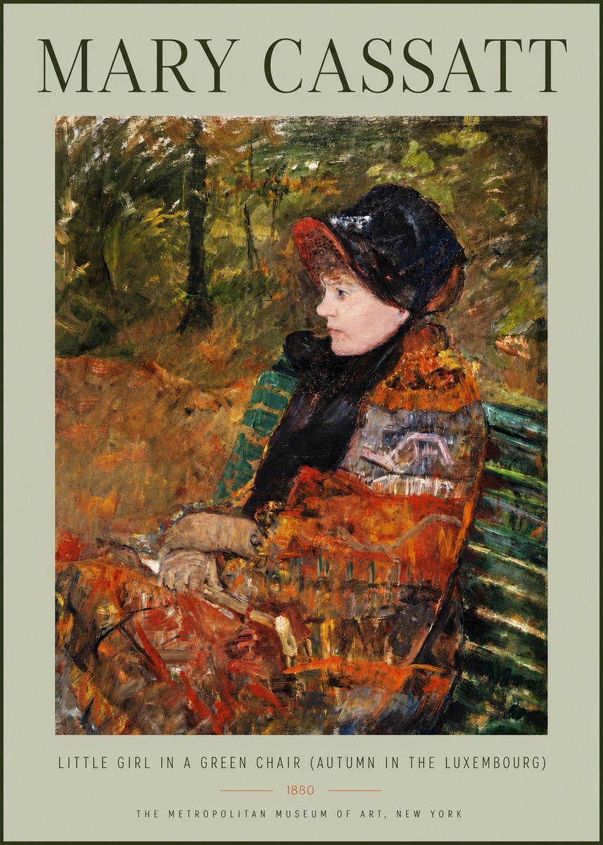 Mary Cassatt Little Girl in a Green Chair (Autumn in the Luxembourg) No2 - Poszter