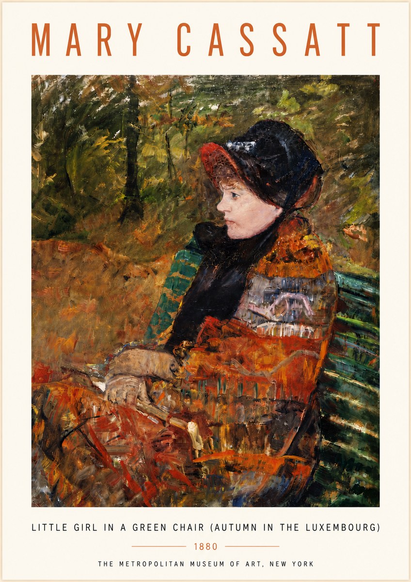 Mary Cassatt Little Girl in a Green Chair (Autumn in the Luxembourg) No4 - Poszter