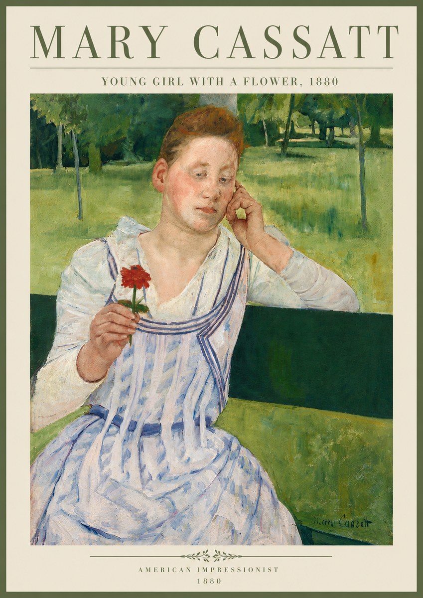 Mary Cassatt Young Girl with a Flower No4 - Poszter