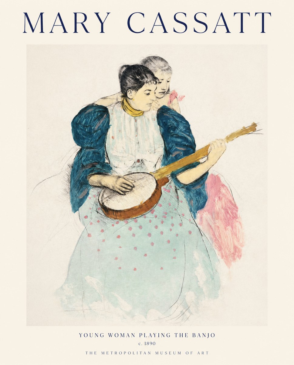 Mary Cassatt Young Woman Playing the Banjo No1 - Poszter