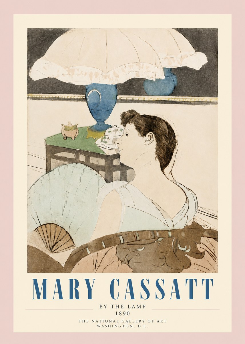 Mary Cassatt By the Lamp No3 - Poszter