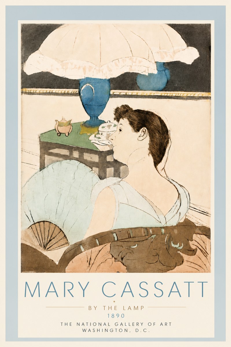 Mary Cassatt By the Lamp No5 - Poszter
