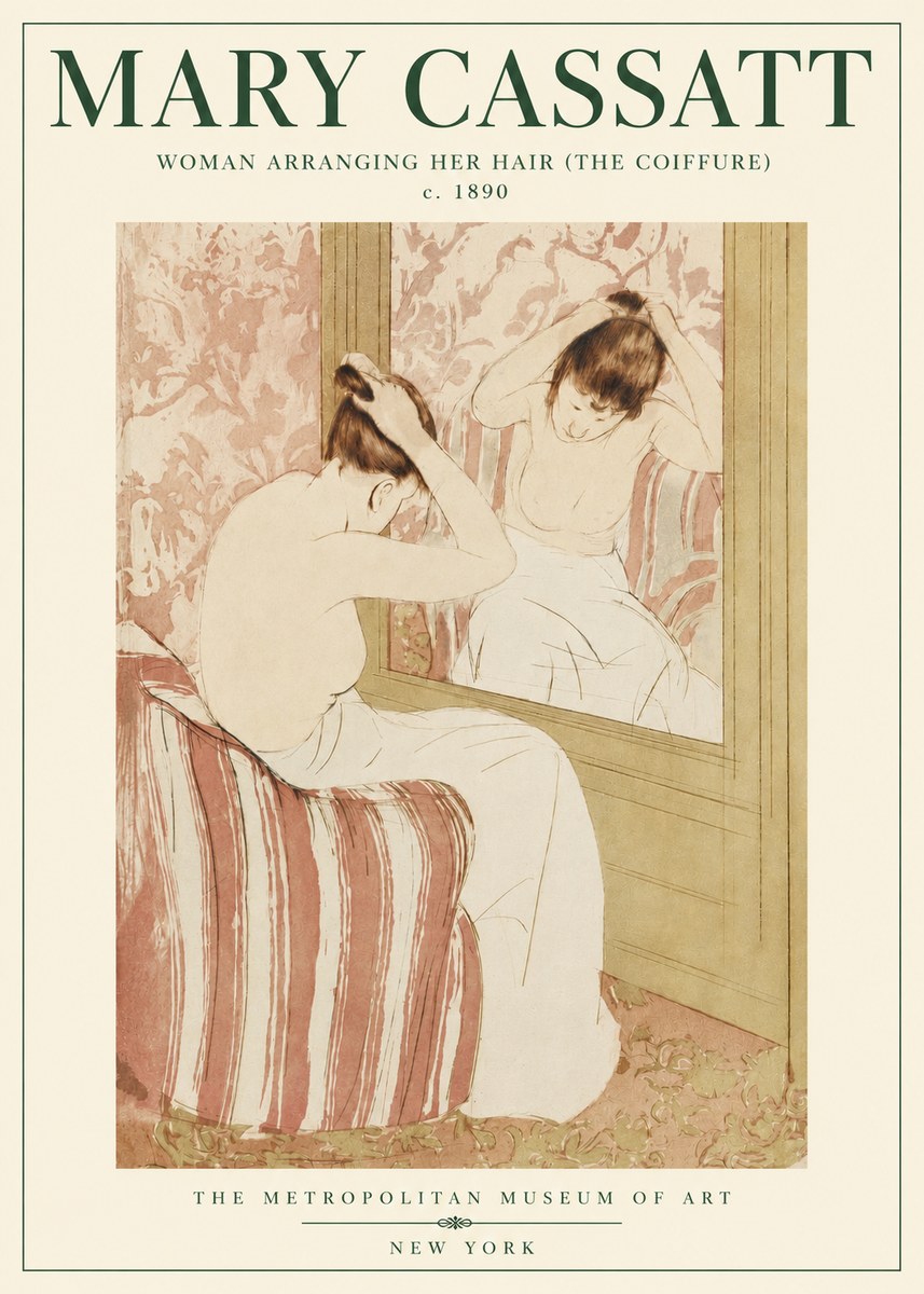 Mary Cassatt Woman Arranging Her Hair (the Coiffure) No3 - Poszter