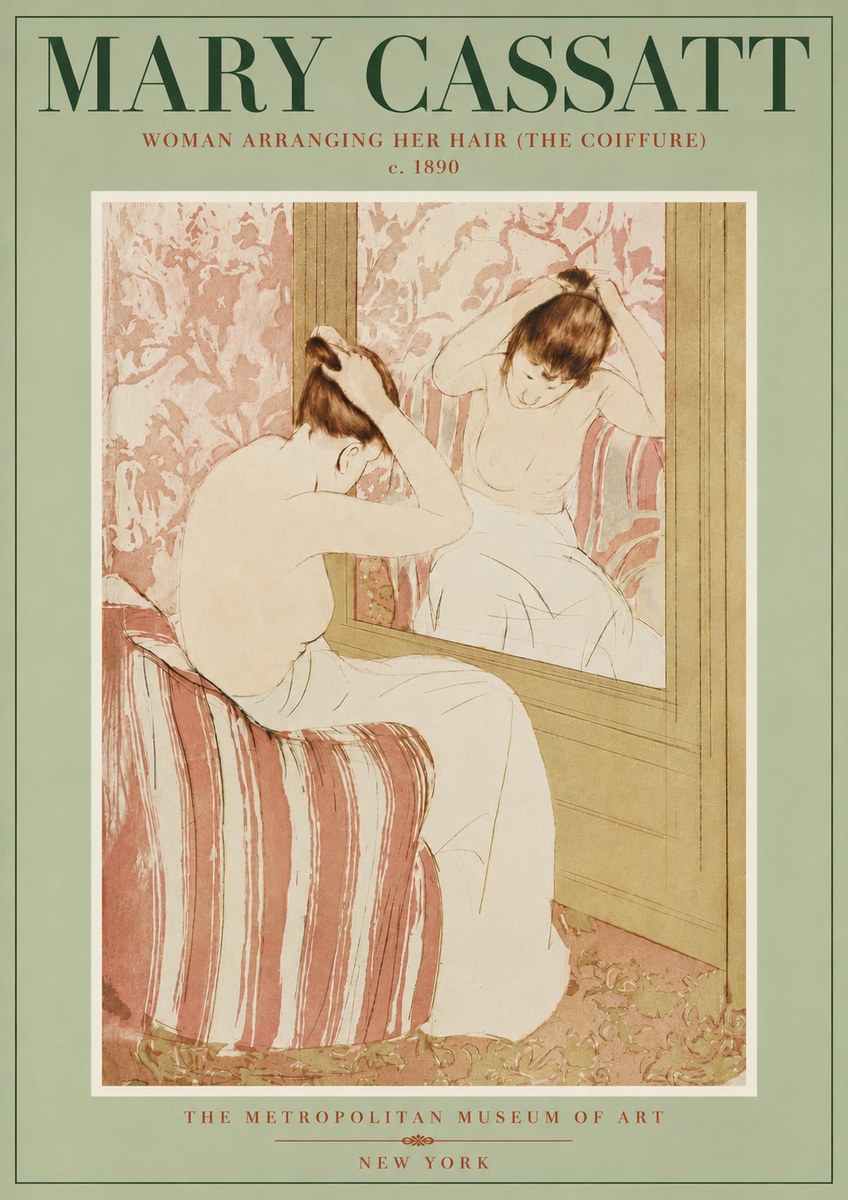 Mary Cassatt Woman Arranging Her Hair (the Coiffure) No4 - Poszter