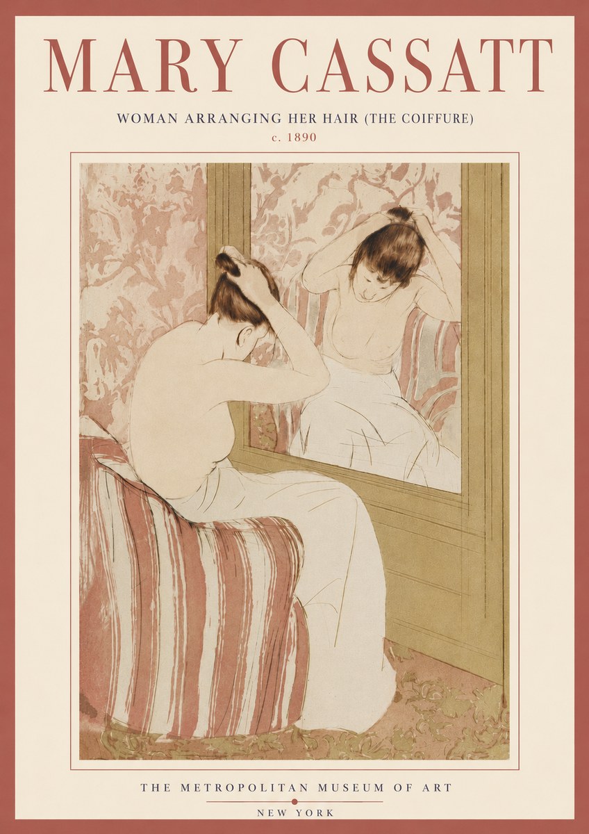 Mary Cassatt Woman Arranging Her Hair (the Coiffure) No5 - Poszter