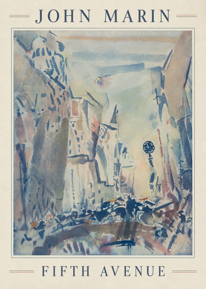 John Marin Fifth Avenue – as It Looks to a Leader of the Post-impressionists No4 - Poszter