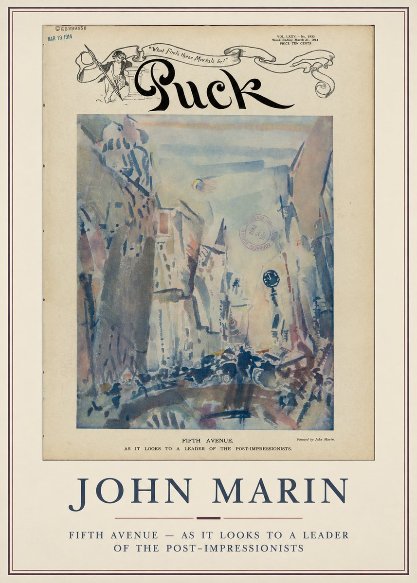 John Marin Fifth Avenue – as It Looks to a Leader of the Post-impressionists No5 - Poszter