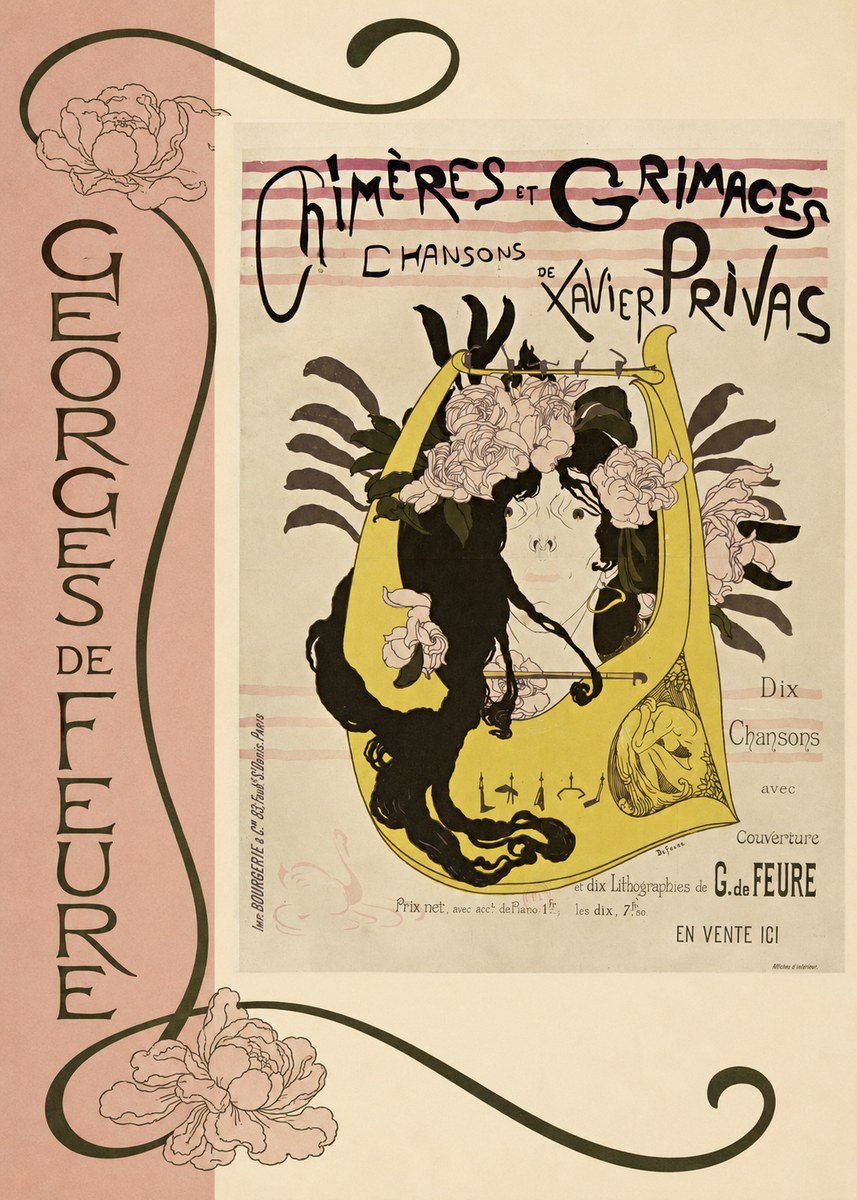 Georges de Feure Chimères Et Grimaces Chansons De Xavier Privas No2 - Poszter