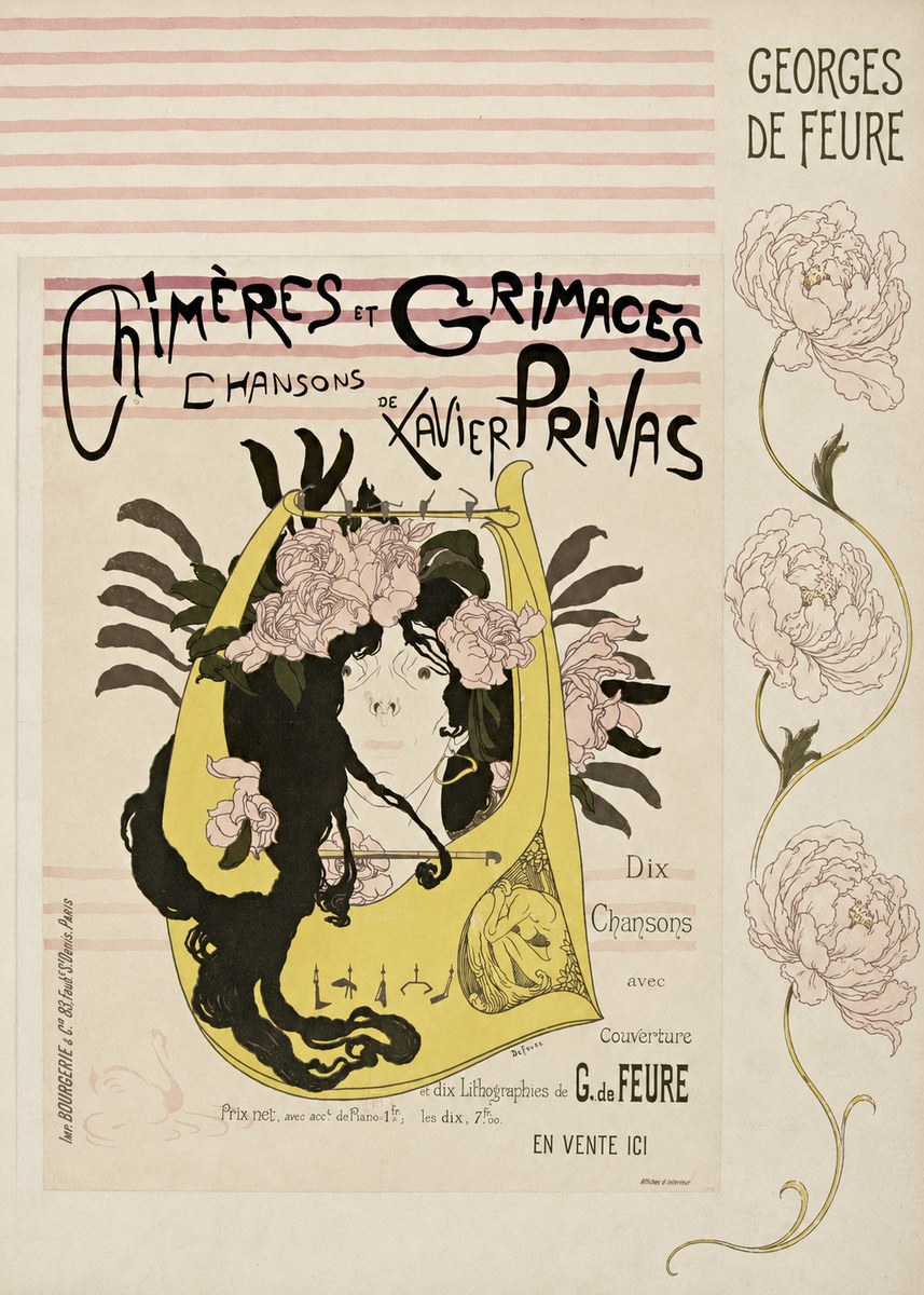 Georges de Feure Chimères Et Grimaces Chansons De Xavier Privas No6 - Poszter
