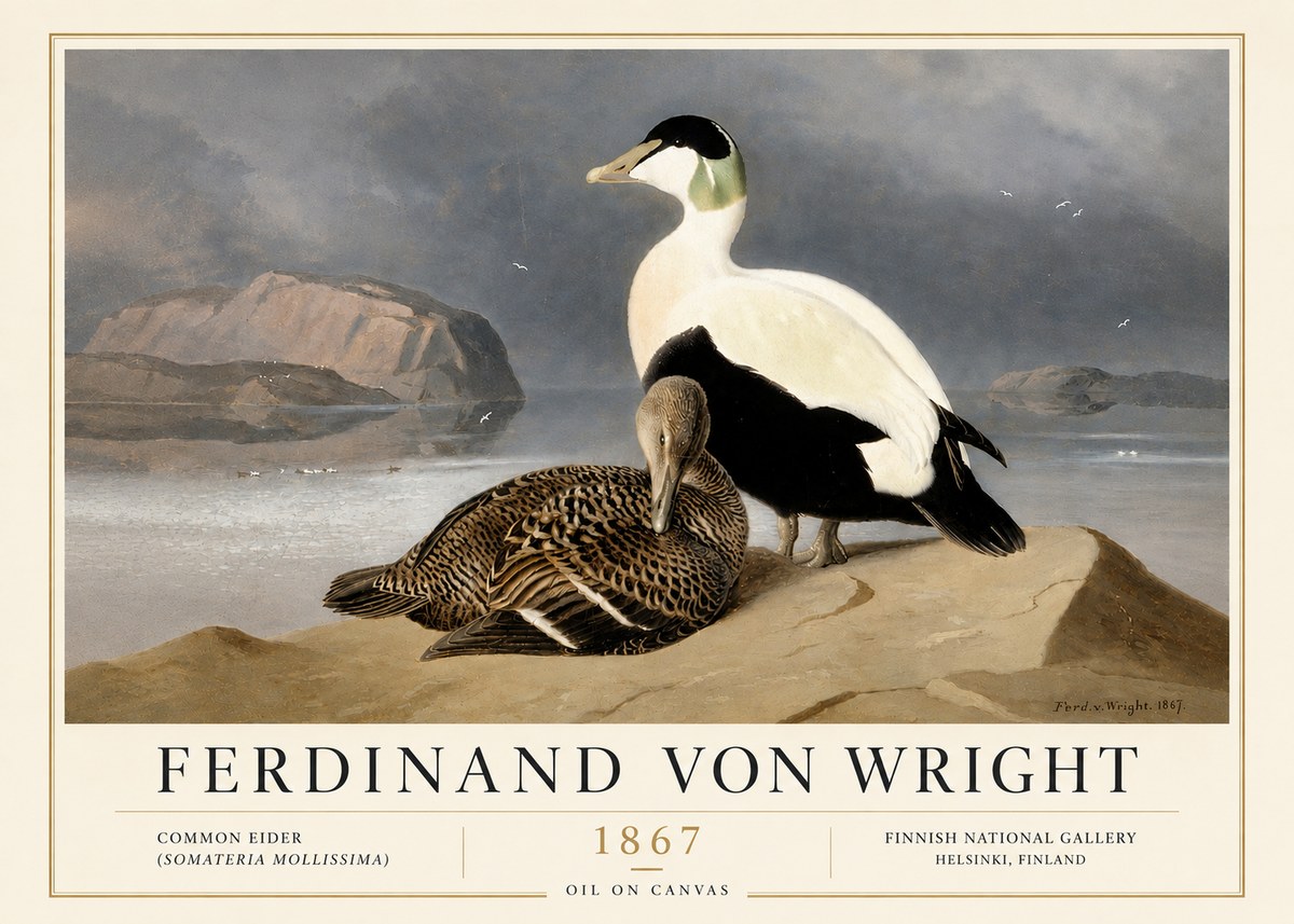 Ferdinand von Wright Common Eider (Somateria Mollissima) No6 - Poszter