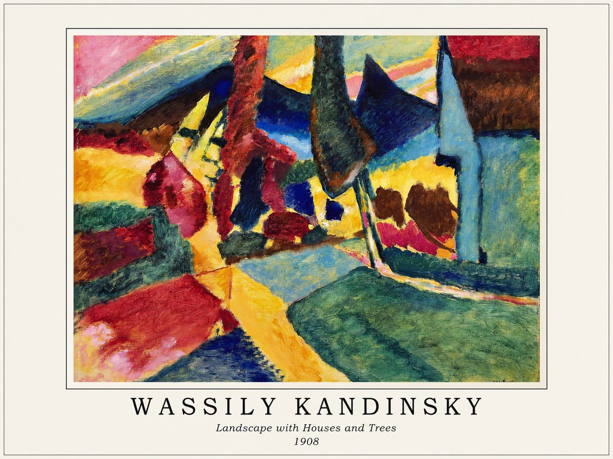 Kandinsky Landscape with Houses and Trees No1 - Poszter