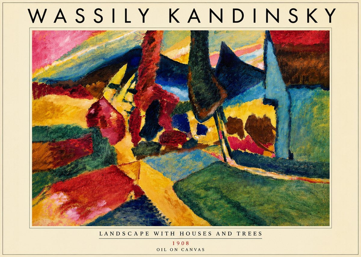 Kandinsky Landscape with Houses and Trees No5 - Poszter
