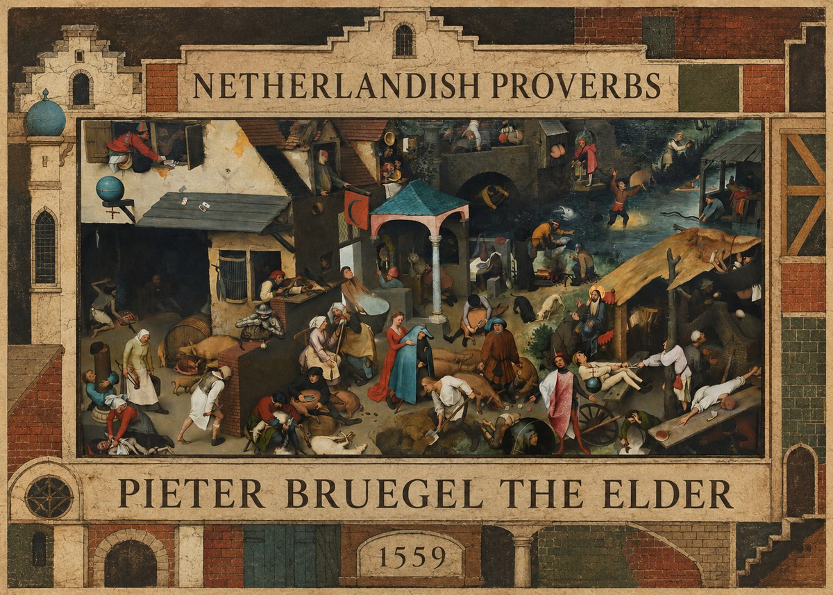 Pieter Bruegel Netherlandish Proverbs III No2 - Poszter