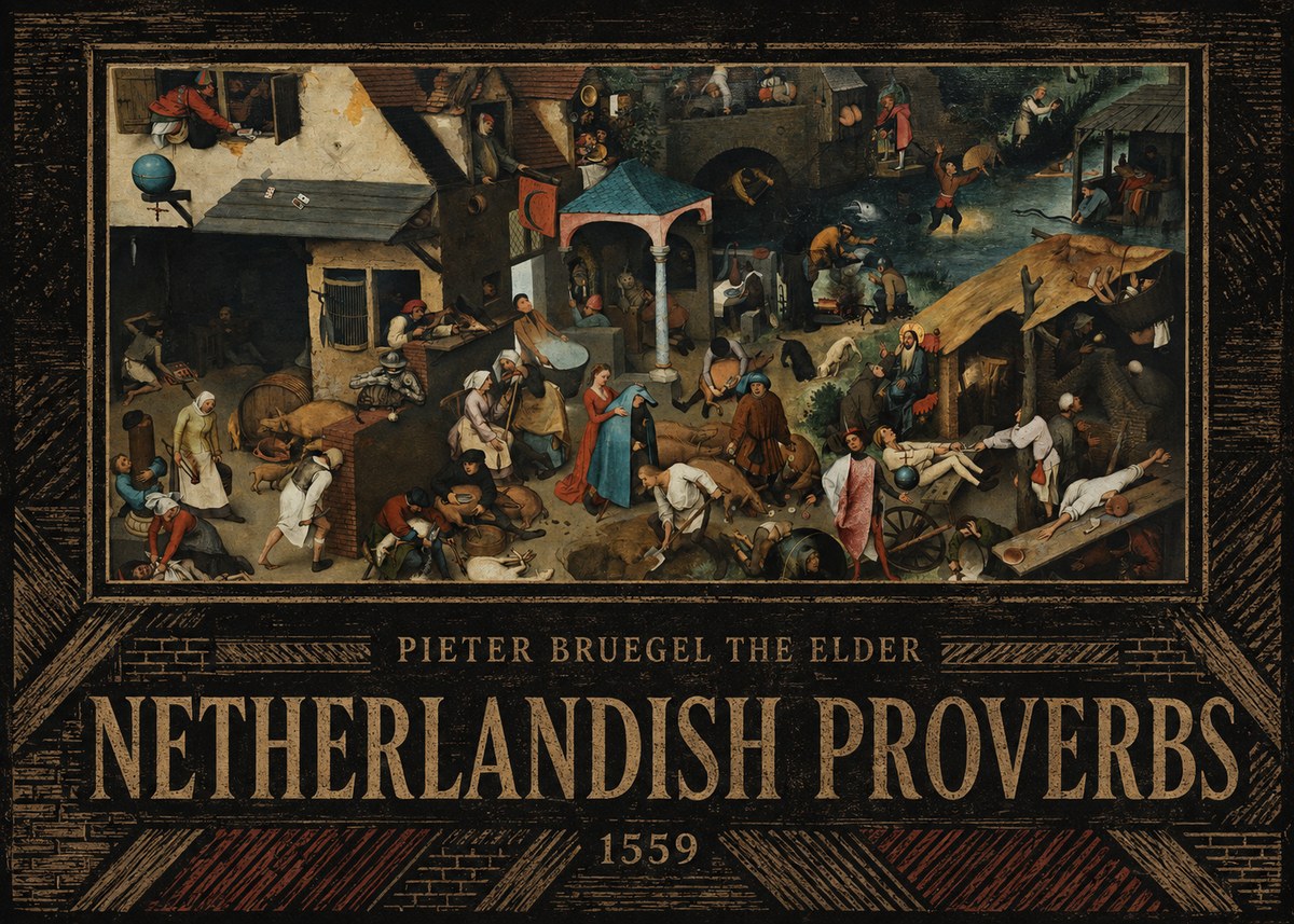 Pieter Bruegel Netherlandish Proverbs III No5 - Poszter