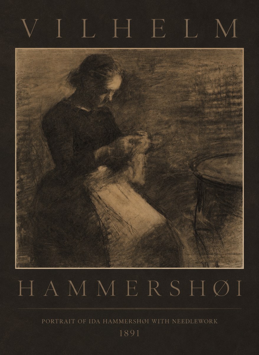 Vilhelm Hammershøi Portrait of Ida Hammershøi with Needlework No4 - Poszter