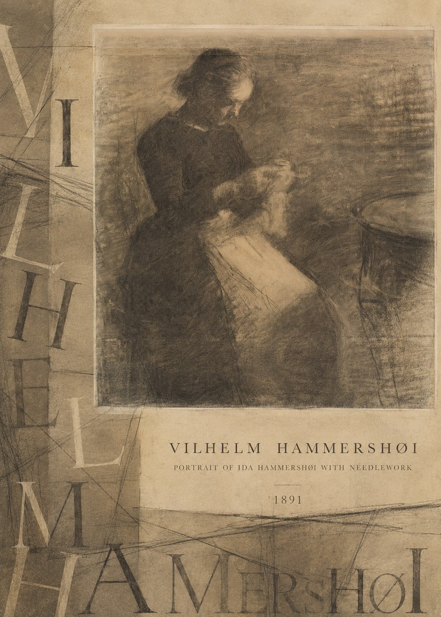 Vilhelm Hammershøi Portrait of Ida Hammershøi with Needlework No6 - Poszter