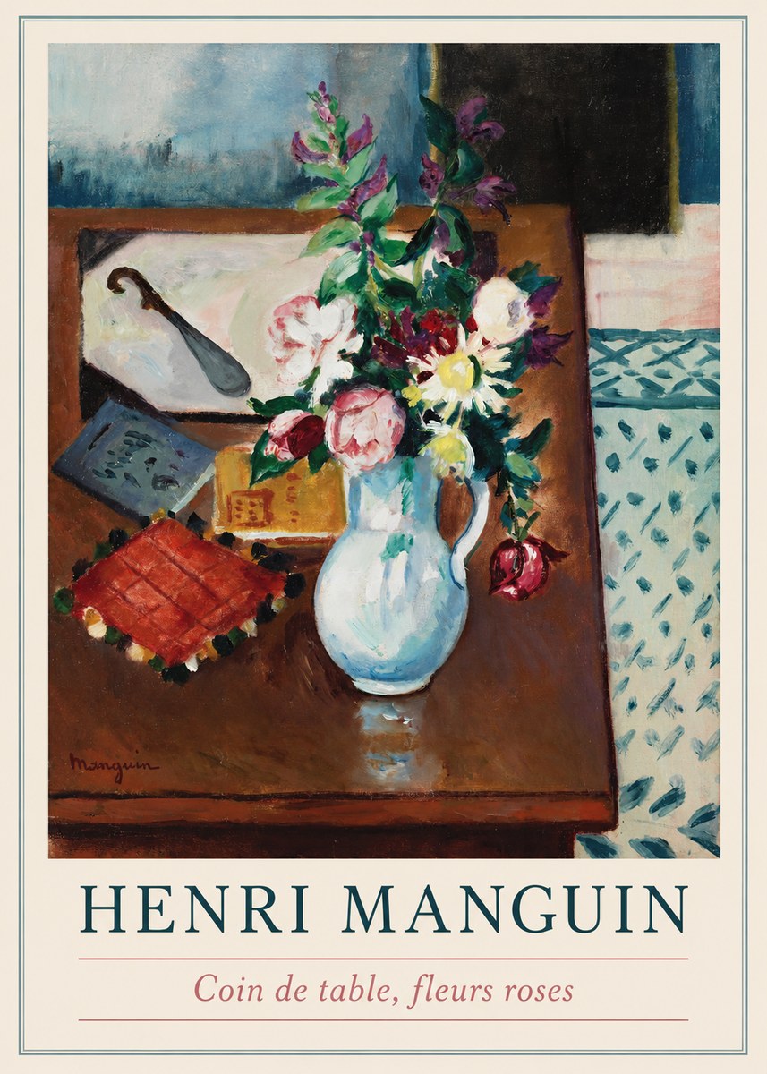 Henri Manguin Coin De Table, Fleurs Roses No1 - Poszter