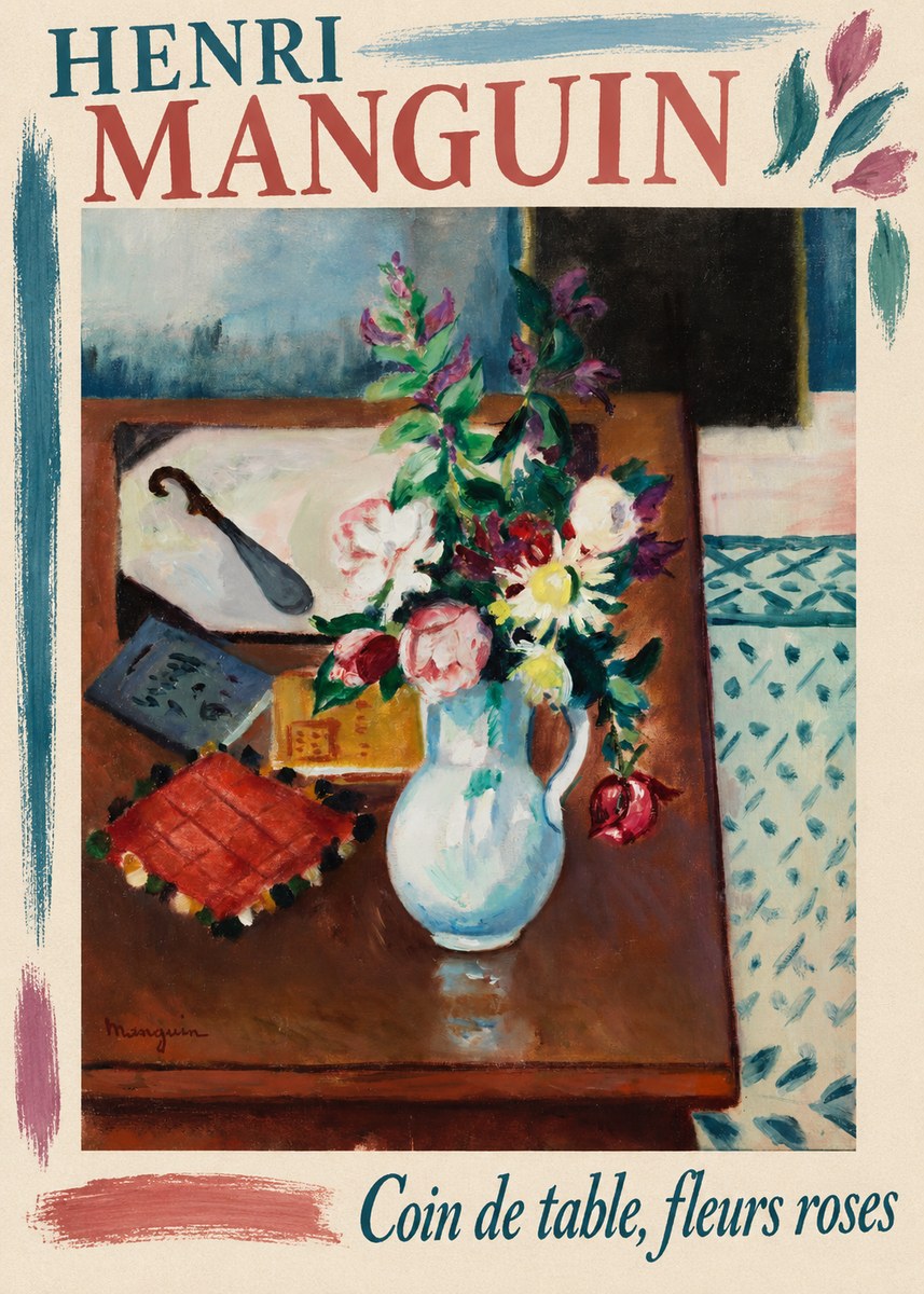 Henri Manguin Coin De Table, Fleurs Roses No2 - Poszter