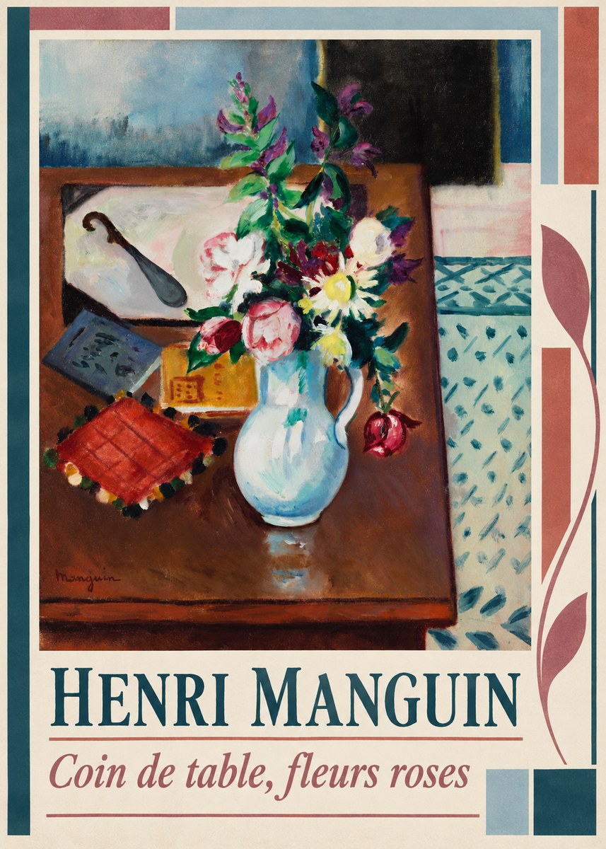 Henri Manguin Coin De Table, Fleurs Roses No5 - Poszter