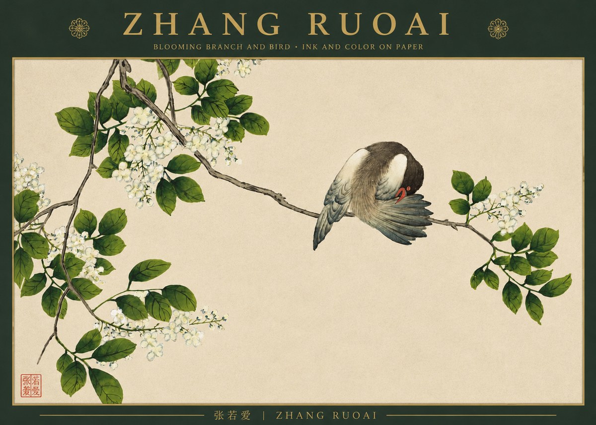 Zhang Ruoai Bird and Blossom No4 - Poszter