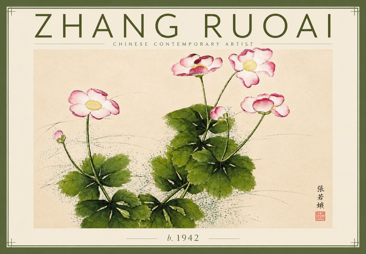 Zhang Ruoai Pink Anemones No4 - Poszter