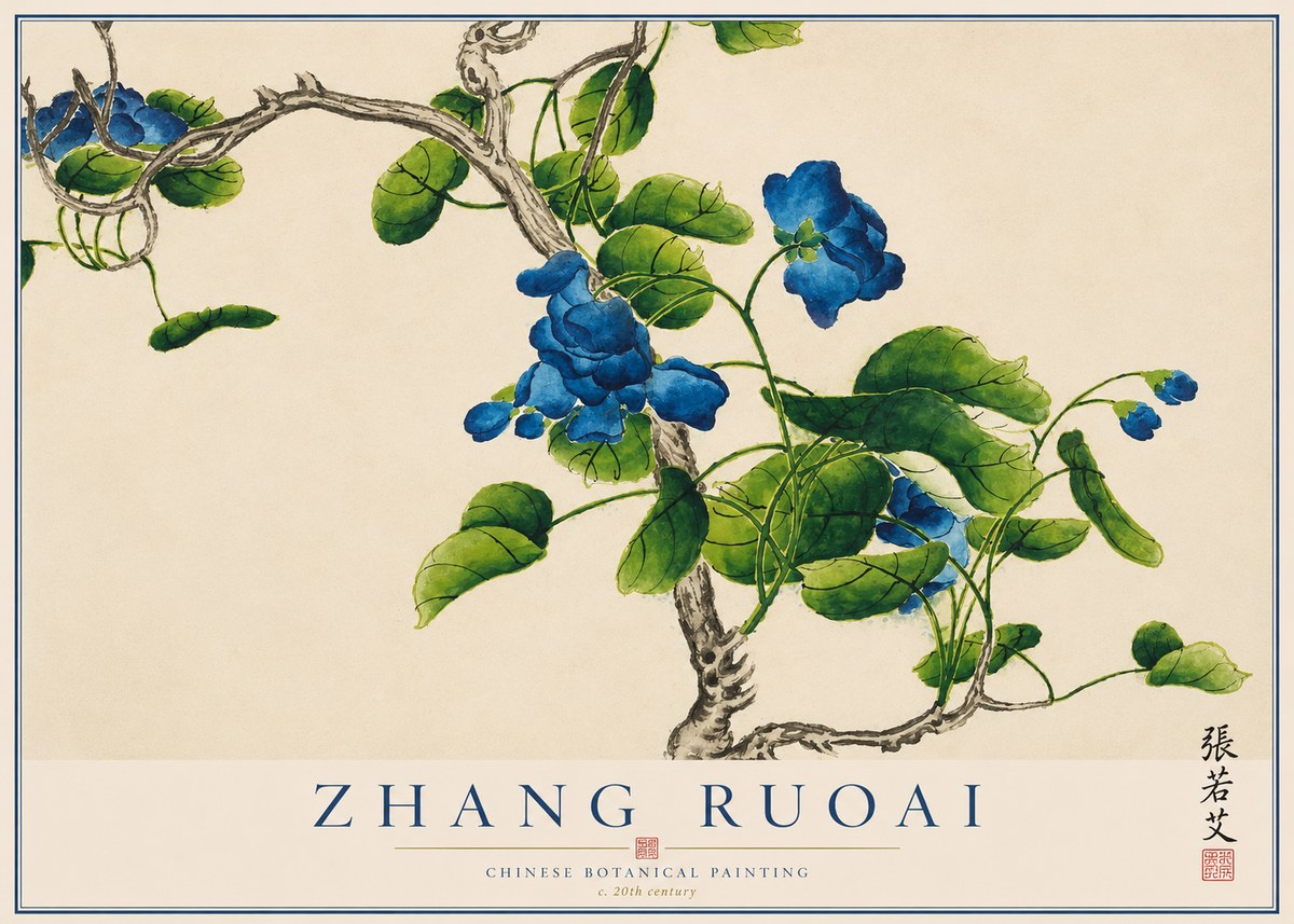 Zhang Ruoai Blue Morning Glories No1 - Poszter