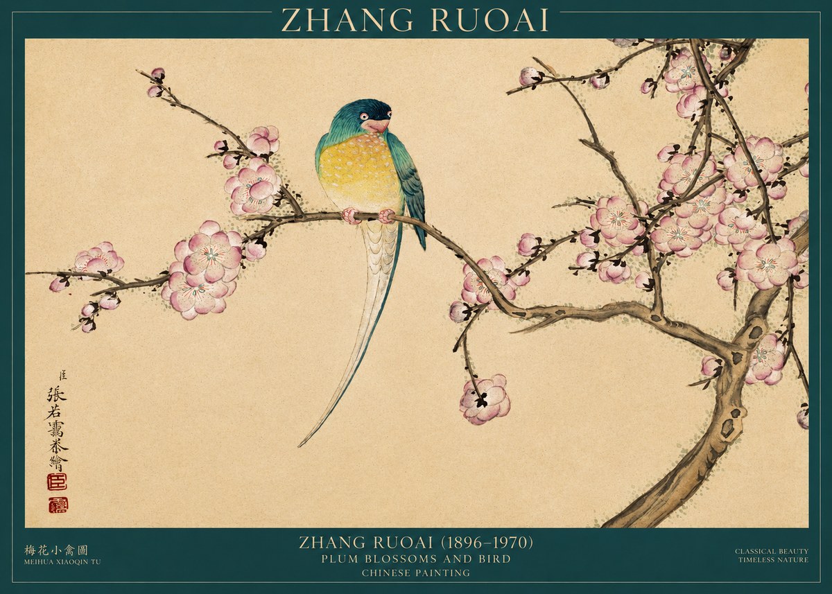 Zhang Ruoai Plum Blossoms and Bird No1 - Poszter