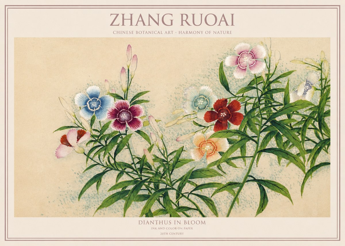 Zhang Ruoai Dianthus in Bloom No1 - Poszter