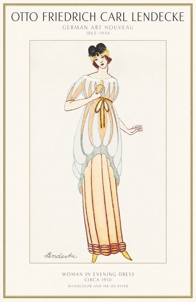 Otto Friedrich Carl Lendecke Woman in Evening Dress No1 - Poszter