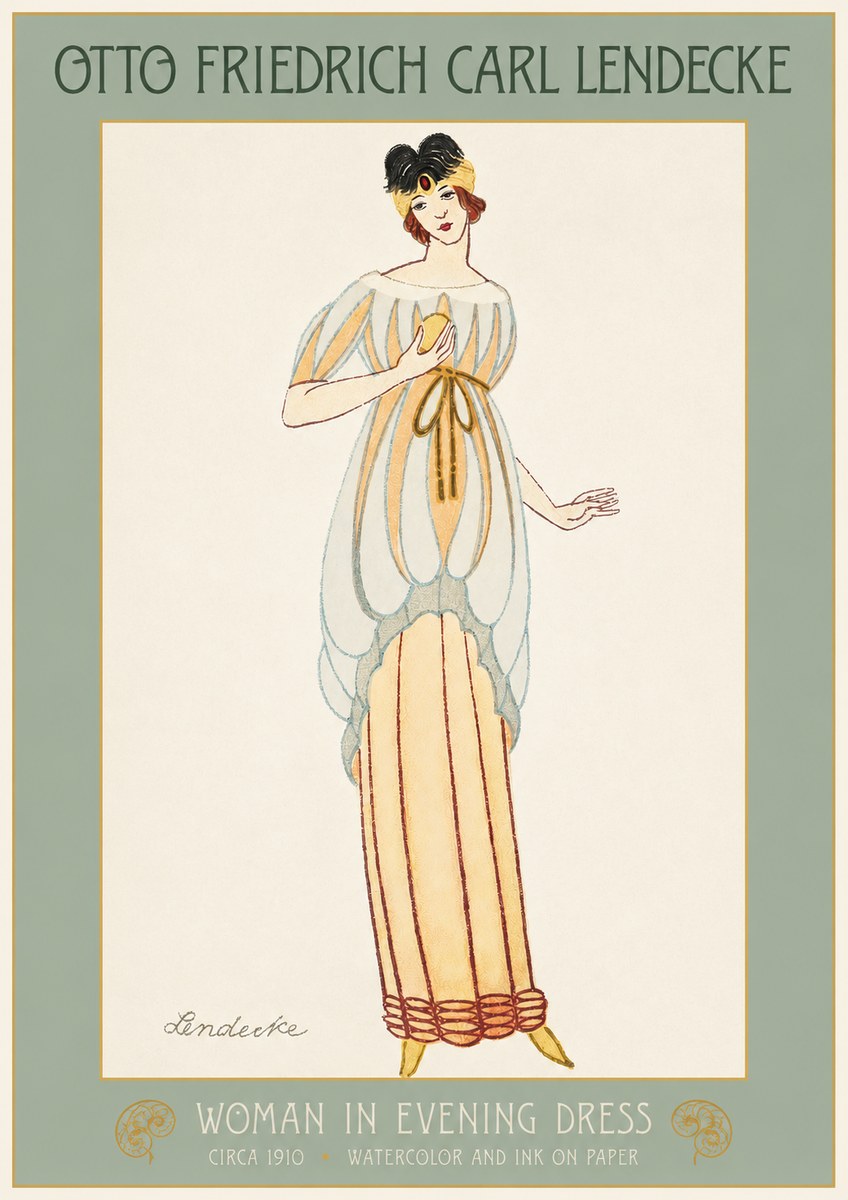 Otto Friedrich Carl Lendecke Woman in Evening Dress No2 - Poszter