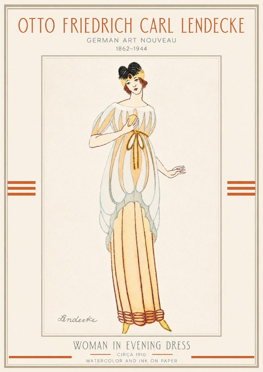Otto Friedrich Carl Lendecke Woman in Evening Dress No3 - Poszter