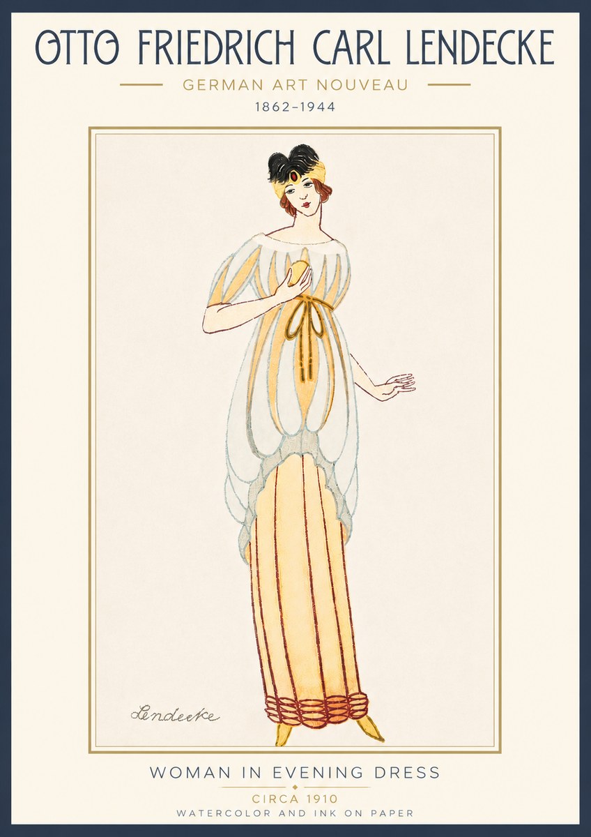 Otto Friedrich Carl Lendecke Woman in Evening Dress No4 - Poszter