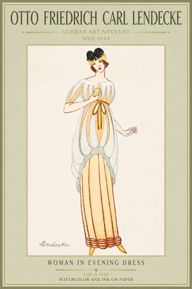 Otto Friedrich Carl Lendecke Woman in Evening Dress No5 - Poszter