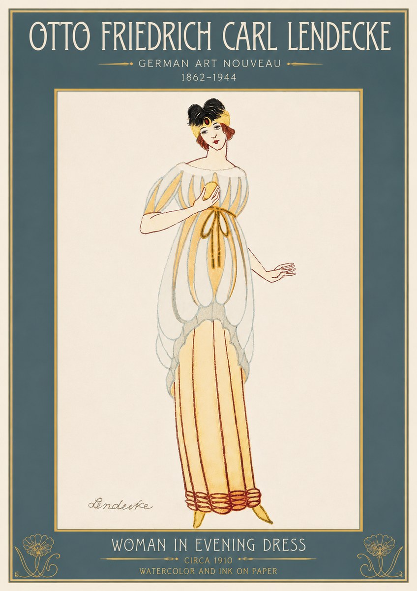 Otto Friedrich Carl Lendecke Woman in Evening Dress No6 - Poszter