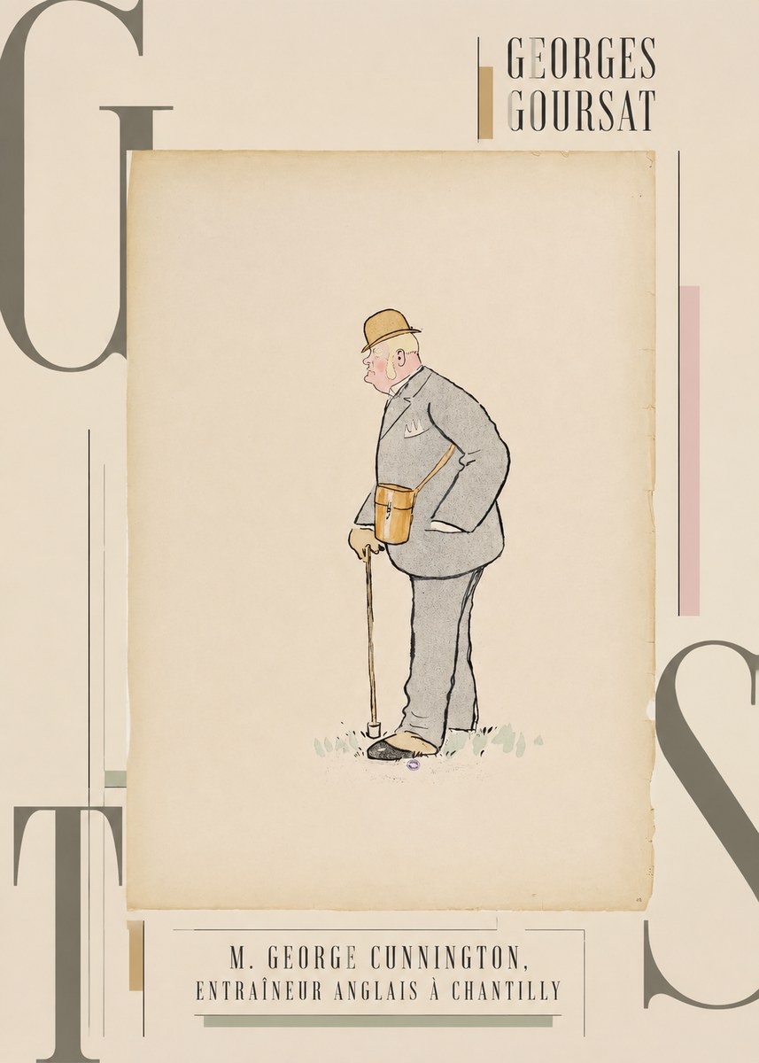 Georges Goursat M. George Cunnington, Entraîneur Anglais À Chantilly No3 - Poszter