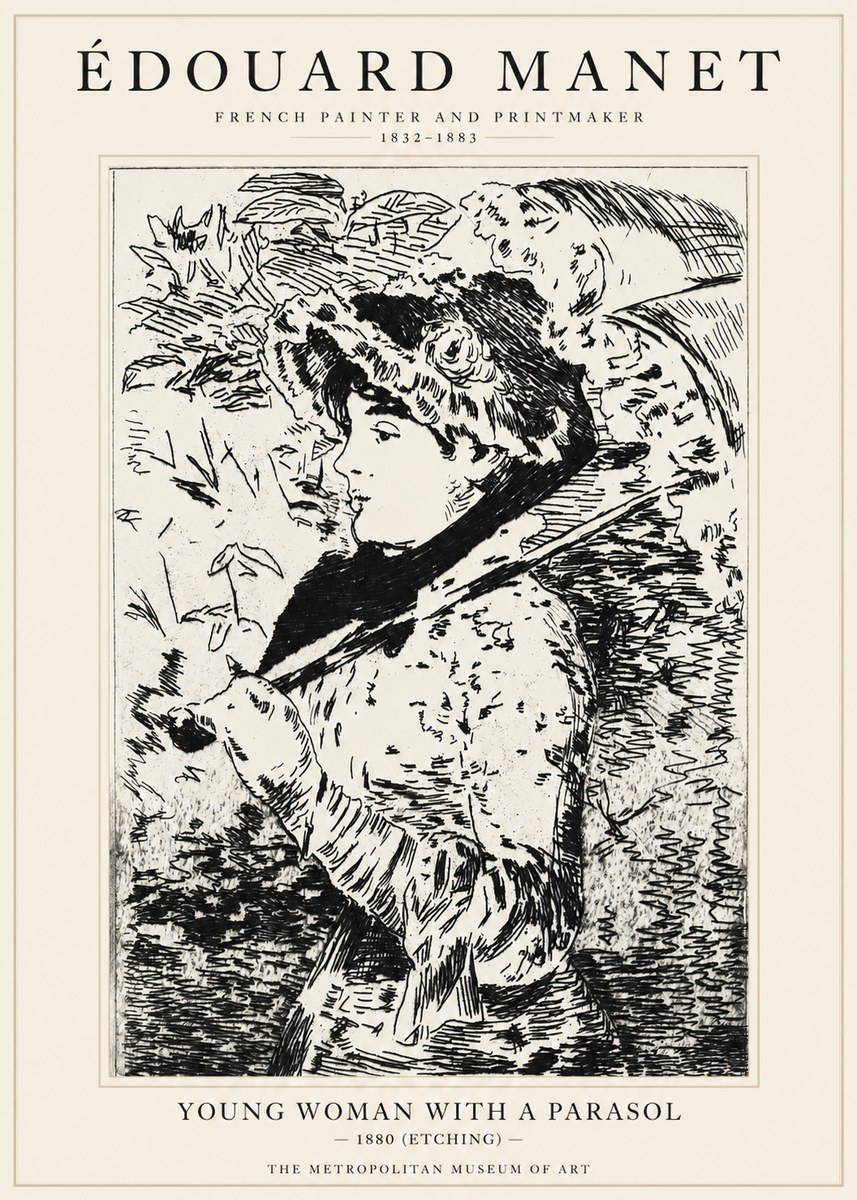 Édouard Manet Young Woman with a Parasol No1 - Poszter