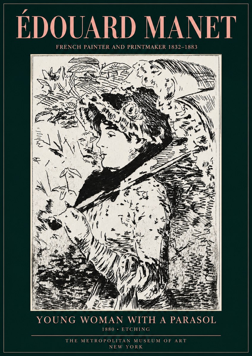 Édouard Manet Young Woman with a Parasol No3 - Poszter